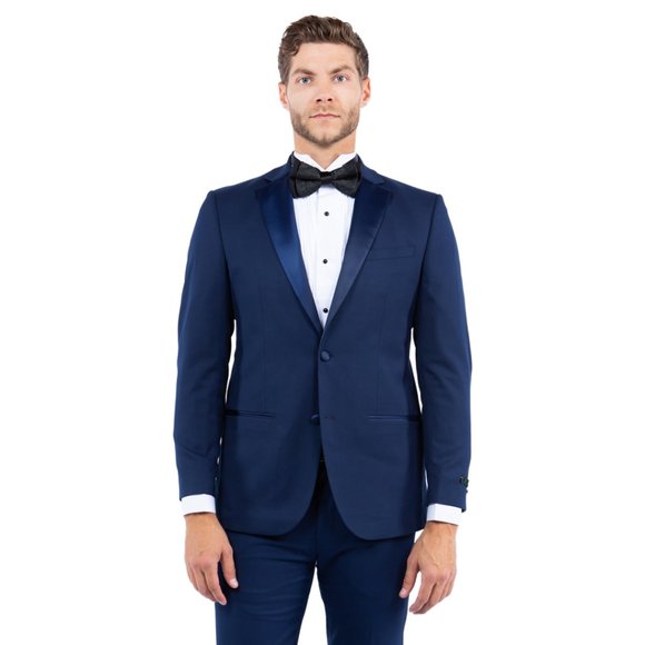 Notch Lapel (Tailored to Move and Flex) Tuxedo Separates Coat, Navy by ZeGarie - Picture 1 of 5